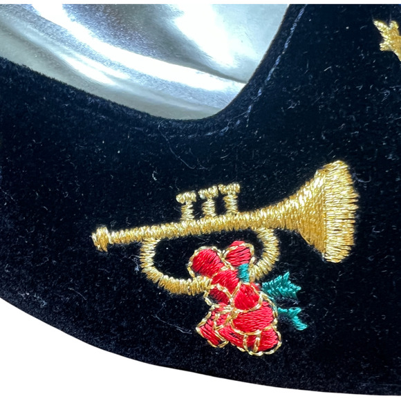 Vtg DONNA LAWRENCE Toya Women 7M Black Velvet Christmas Slip On Shoes XMAS Flats - Picture 11 of 16